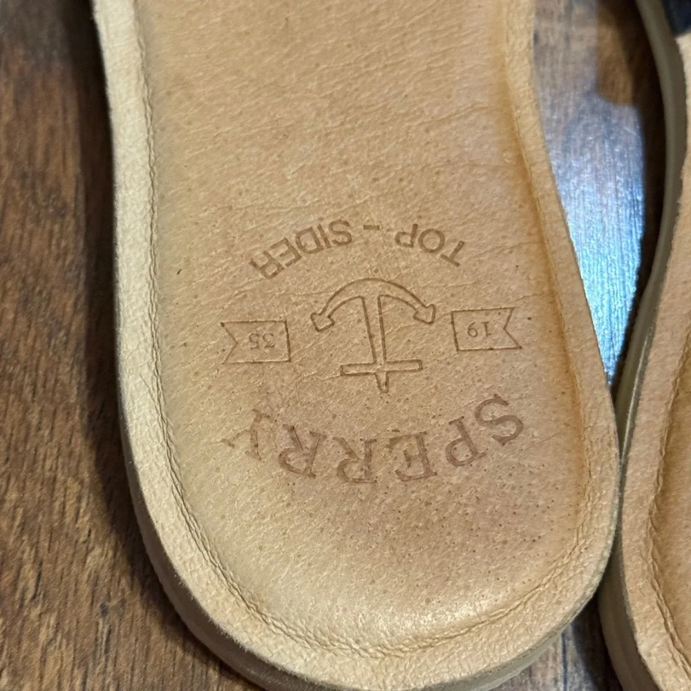Sperry Seaport Slide‎ Sandals Women’s 6.5 Navy Patent Buckle Coastal Chic